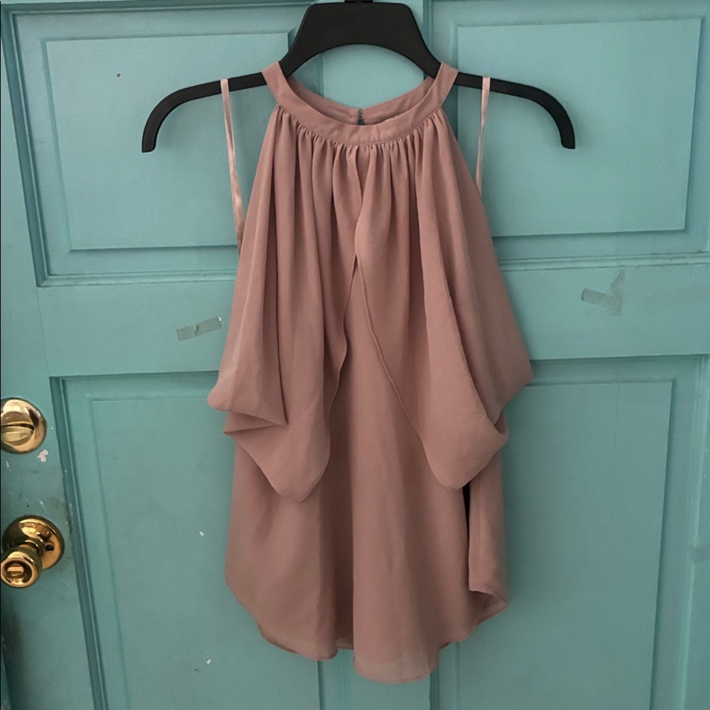 Elegant Mauve Sleeveless Blouse by Naked Zebra. Color is like a soft tan.